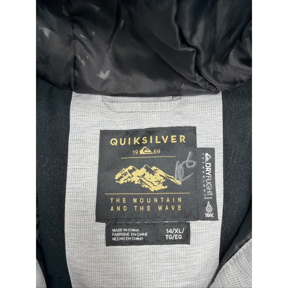 Quiksilver Ridge Youth XL Snow Jacket 10K DryFlight Gray Heather Olive EUC
